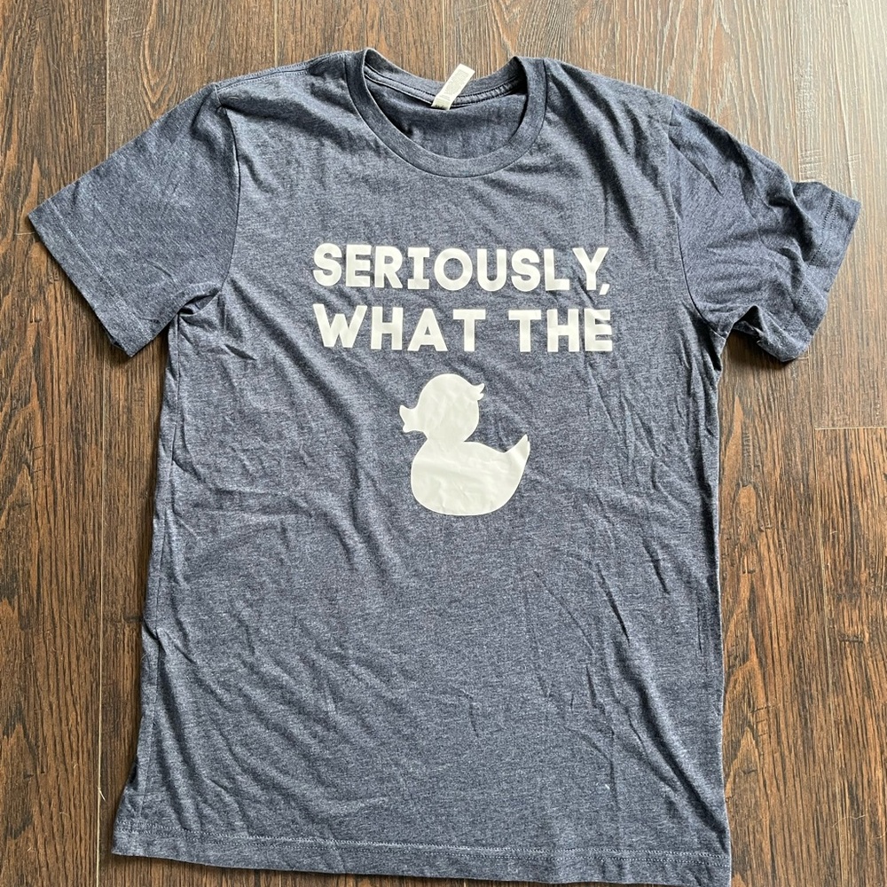 Blue Short Sleeve Tee with White Duck Graphic